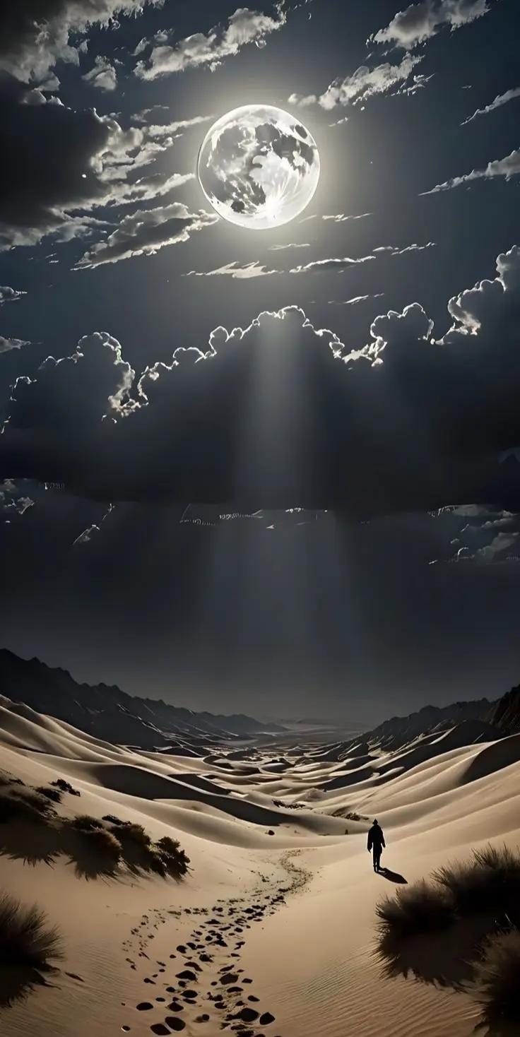 #paisaje #luna #moon #desierto #desert #nubes