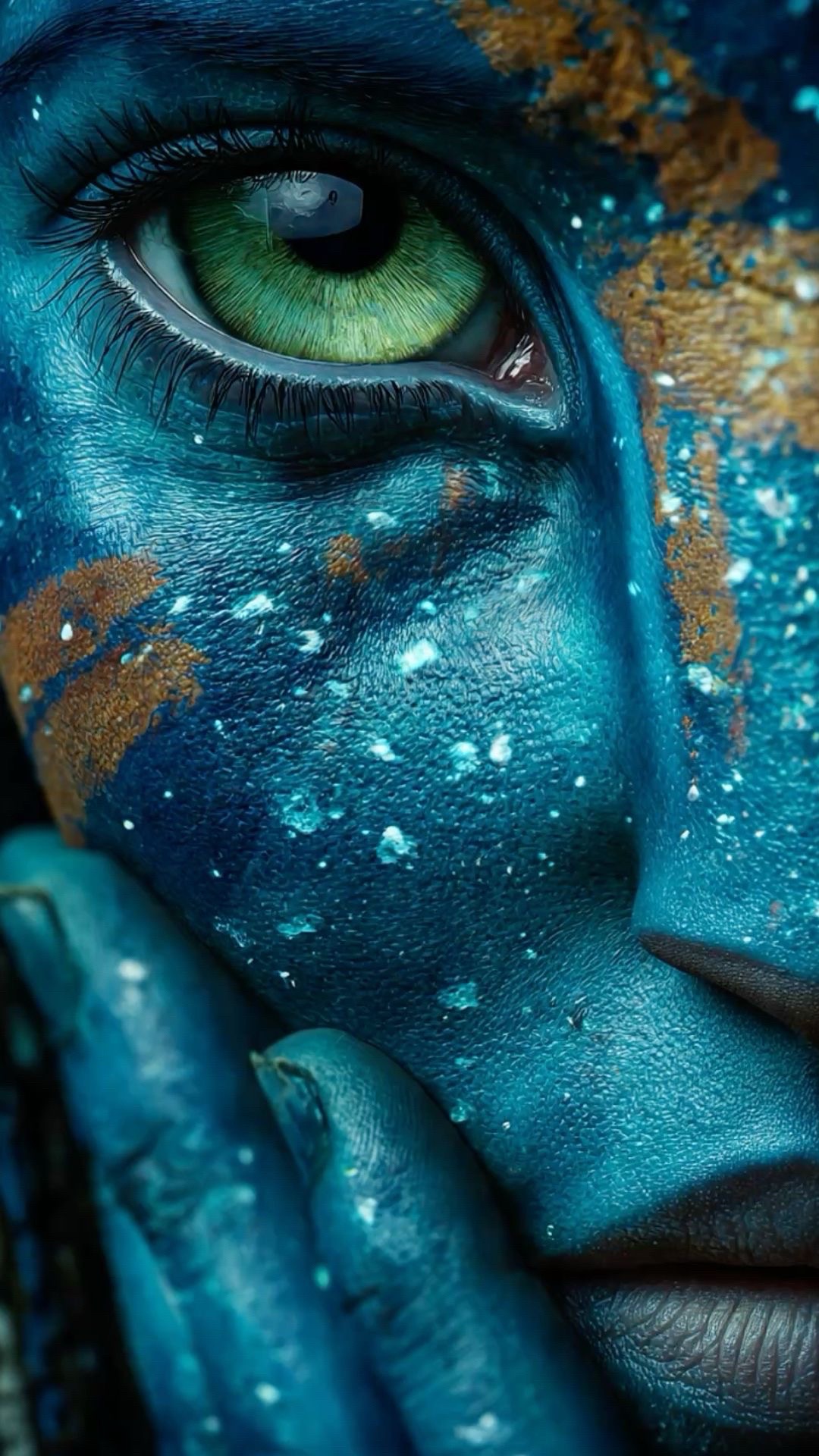 #azul #blue #cara #face #ojo #eye #verde #green #pintura #paint #avatar #textura #texture