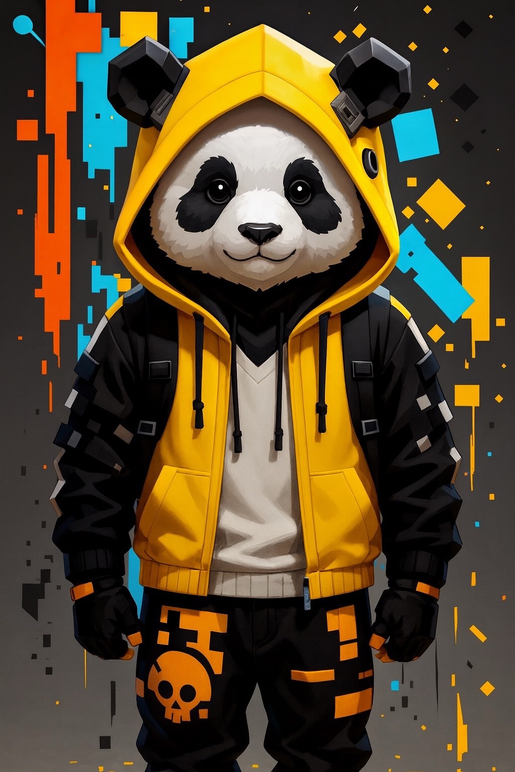 #panda #streetwear #urbano #urbanstyle #pixelado #pixelart #amarillo #yellow #ciberpunk #cyberpunk #moderno #modern #diseño #design