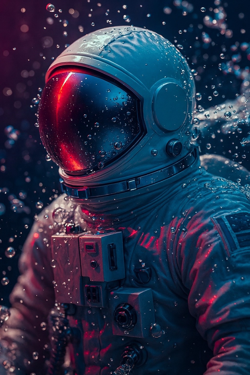 #astronauta #astronaut #trajeespacial #spacesuit #agua #water #burbujas #bubbles #casco #helmet #reflejo #glow #entrenamiento #training