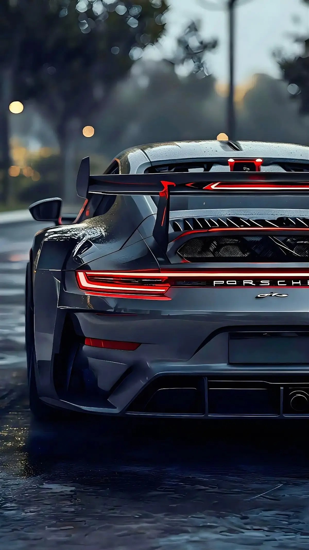 #porsche #gt3 #deportivo #sportscar #spoiler #aleron #lujo #luxury #carretera #road #reflejo #reflection #trasera #rearview