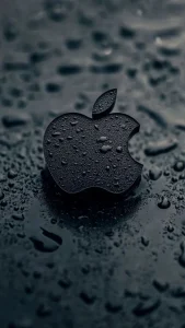 #apple #logo #negro #black #gotas #droplets #agua #water #brillo #glossy #marca #brand #minimalismo #minimalism
