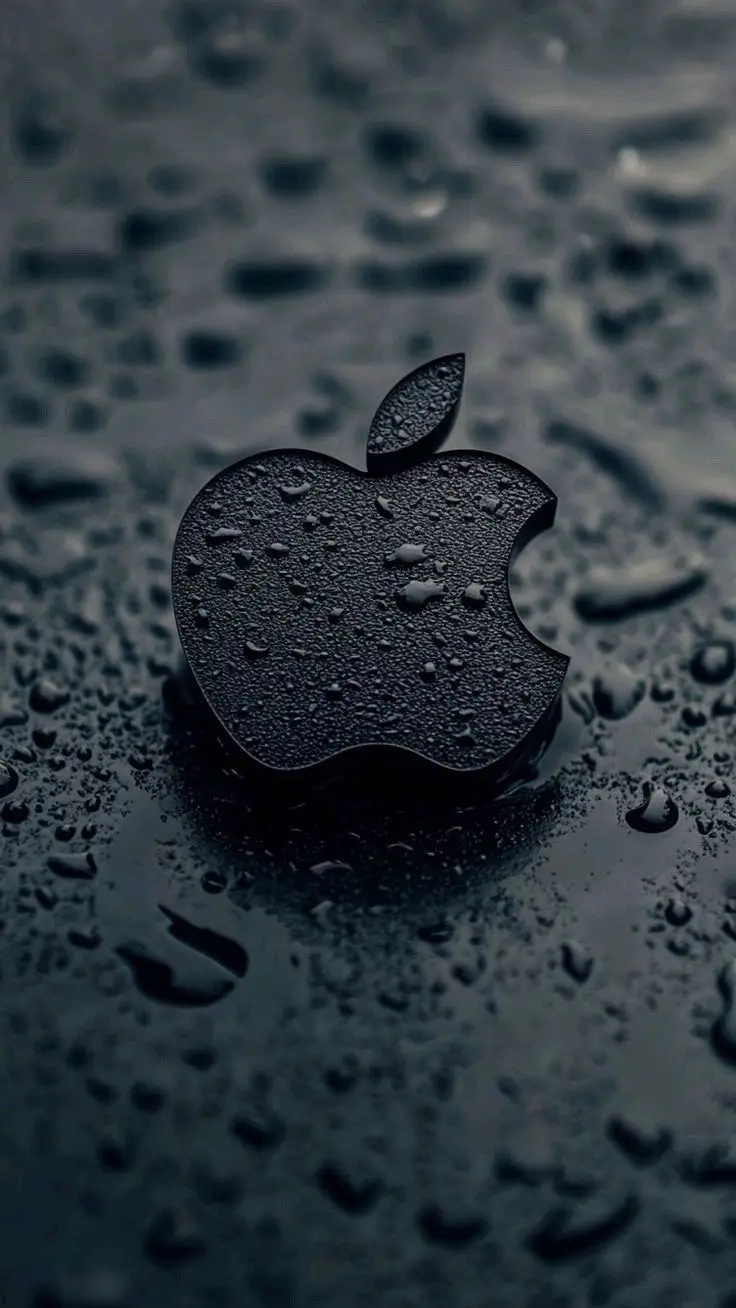 #apple #logo #negro #black #gotas #droplets #agua #water #brillo #glossy #marca #brand #minimalismo #minimalism