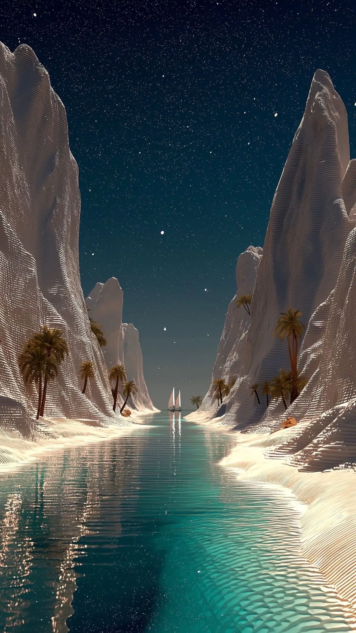 #agua #water #turquesa #turquoise #acantilado #cliff #palmera #palm #barco #boat #estrella #stars #noche #night