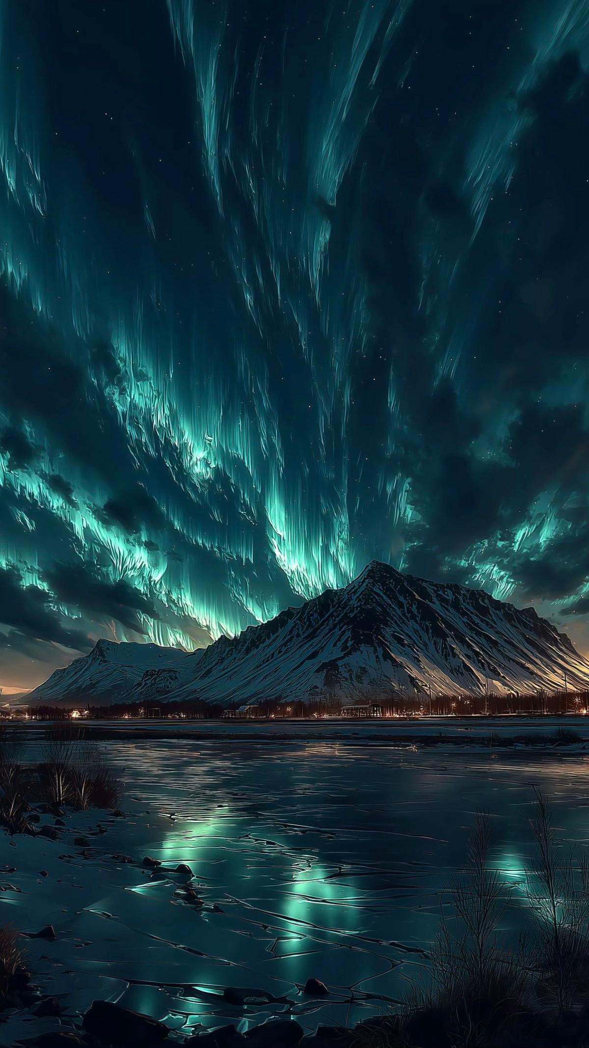 #aurora #montain #cielo #sky #hielo #ice
