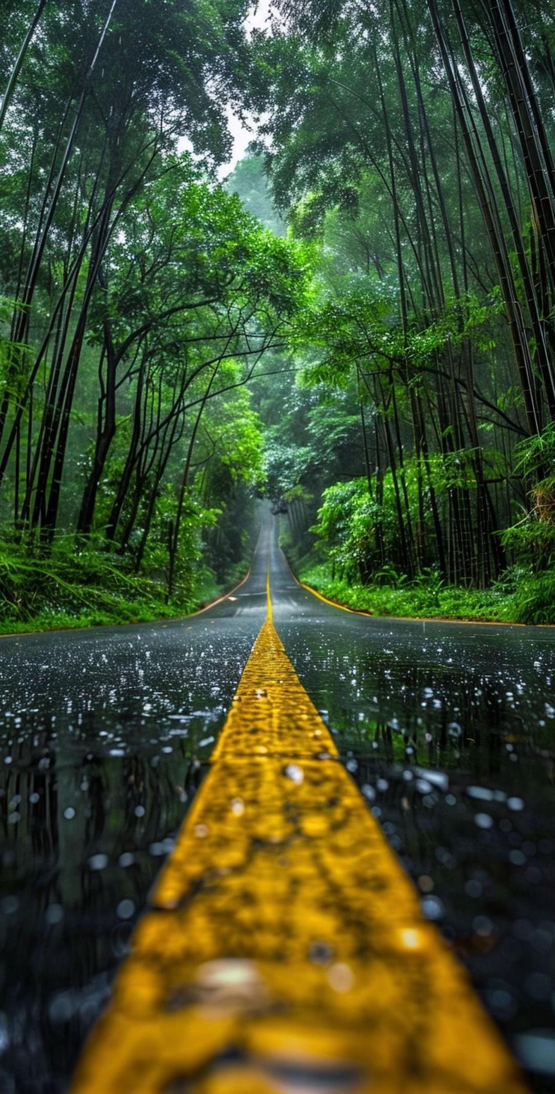 #calle #linea #line #recta #road #arbol #tree #lluvia #rain