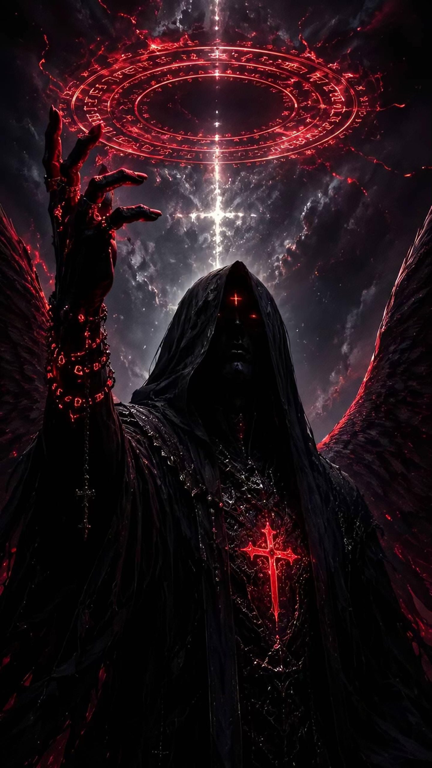 #angel #angelnegro #oscuro #dark #cruz #cross #magia #magic #rojo #red #ritual #misterio
