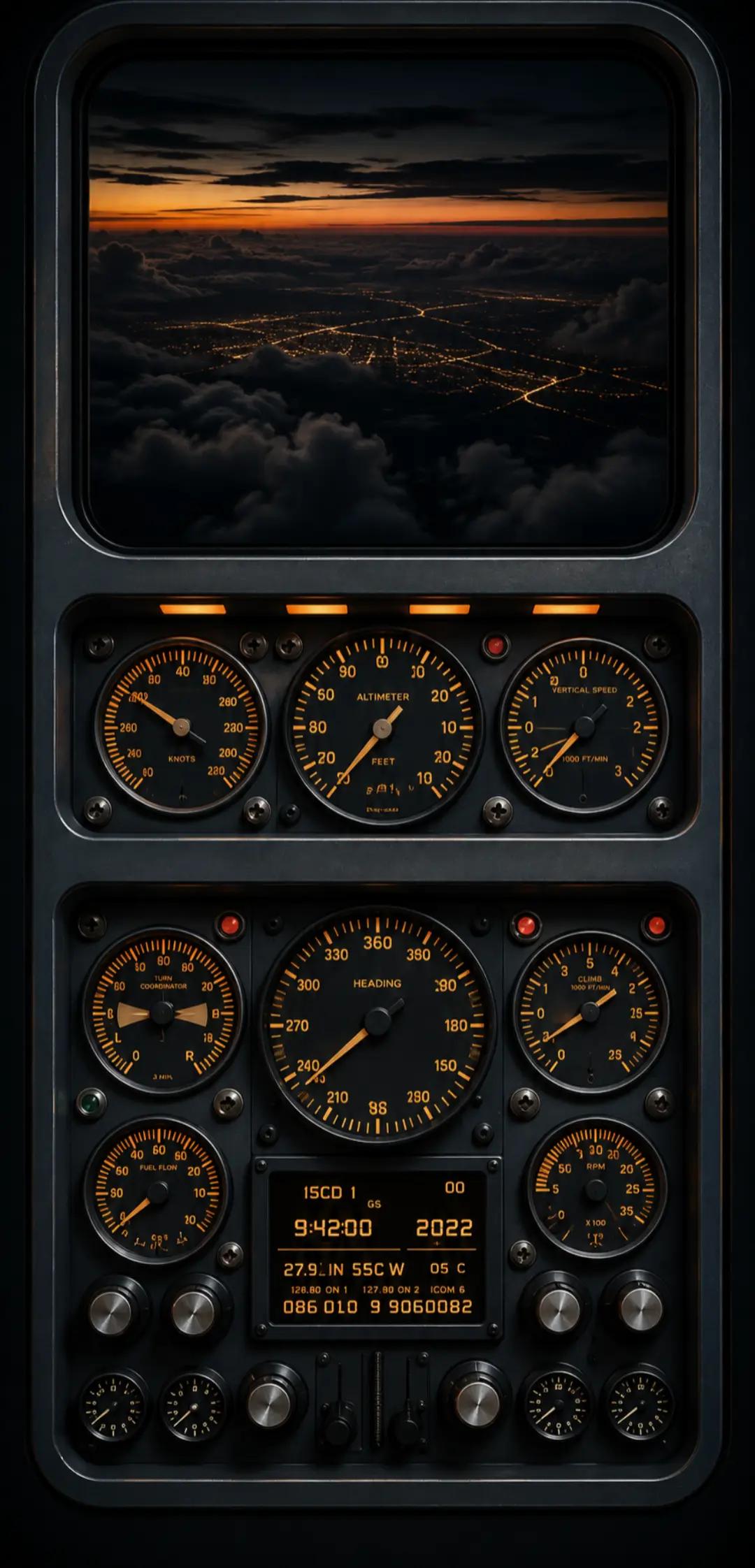 #avion #plane #cabina #cockpit #atardecer #sunset #vuelo #flight #noche #night #nubes #clouds