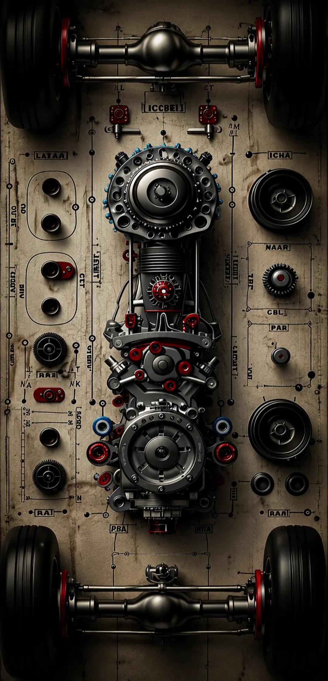 #motor #engine #coche #car #chasis #chassis #ruedas #wheels #mecanica #mechanics #plano #blueprint