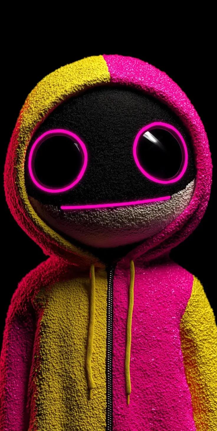 #neon #muñeco #doll #capucha #hoodie #brillo #glow #colorido #colorful #lindo #cute #arte