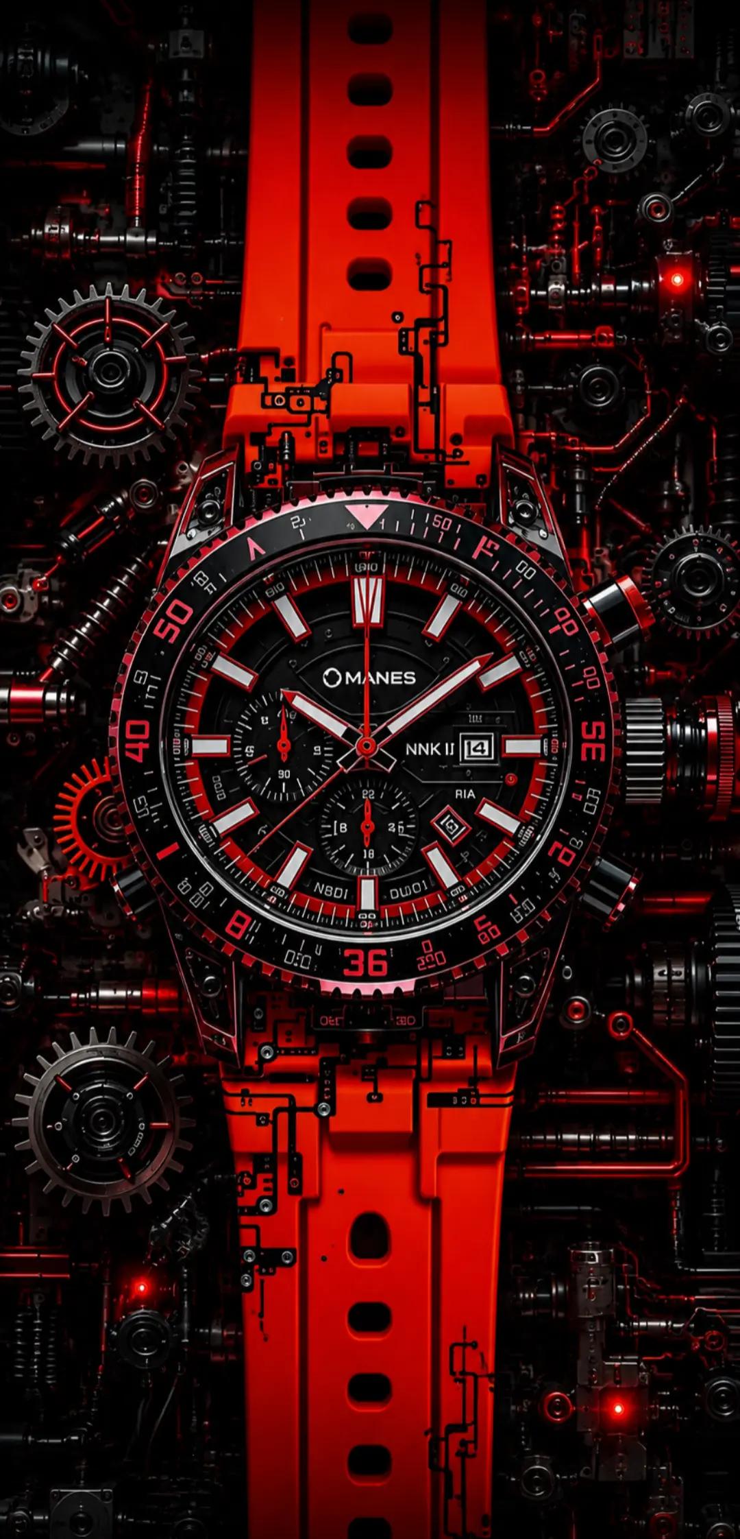 #reloj #watch #rojo #red #tiempo #time #engranaje #gear #futurista #futuristic #tecnologia #technology