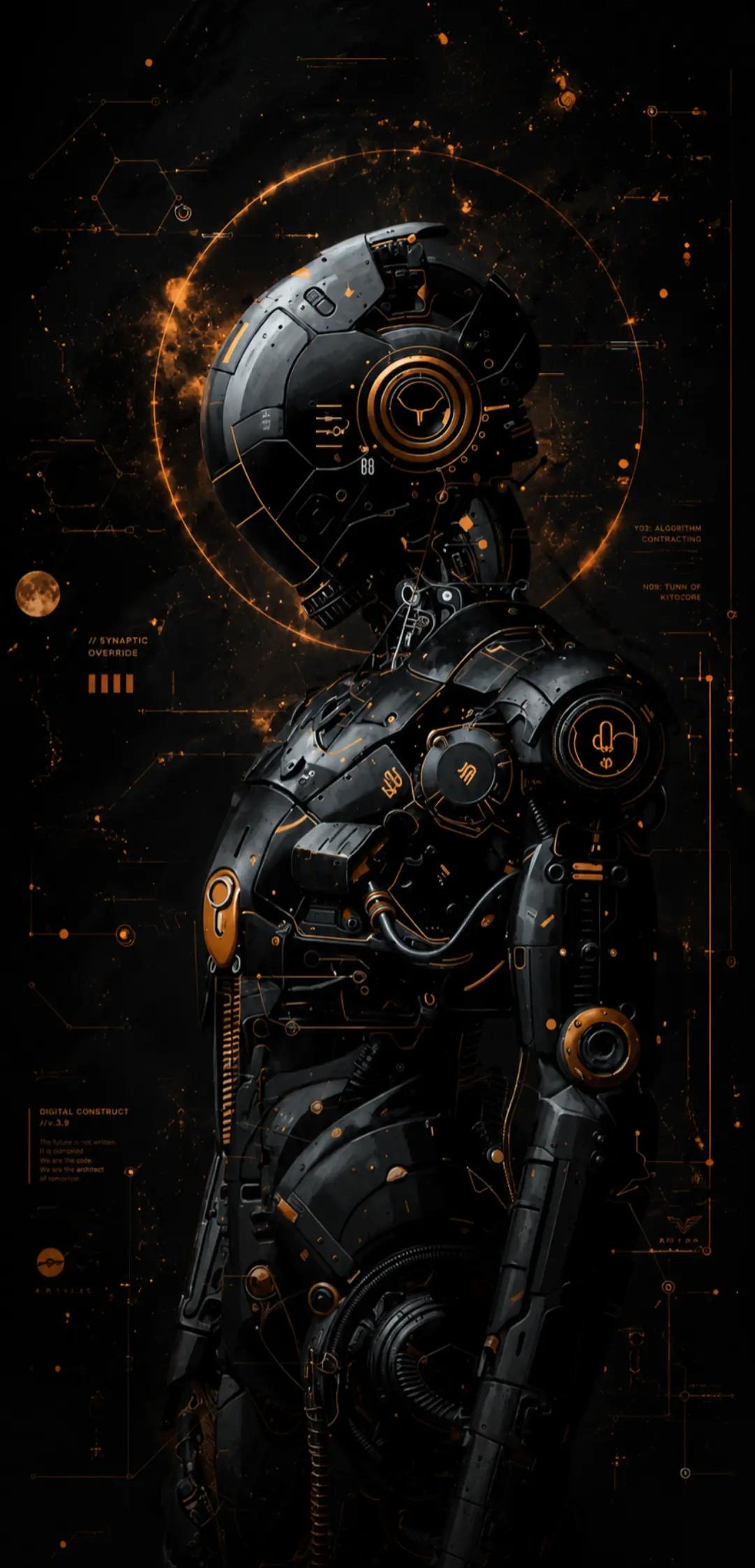 #robot #robotica #futurista #futuristic #cibernetico #cybernetic #naranja #orange #tecnologia #technology #espacio #space