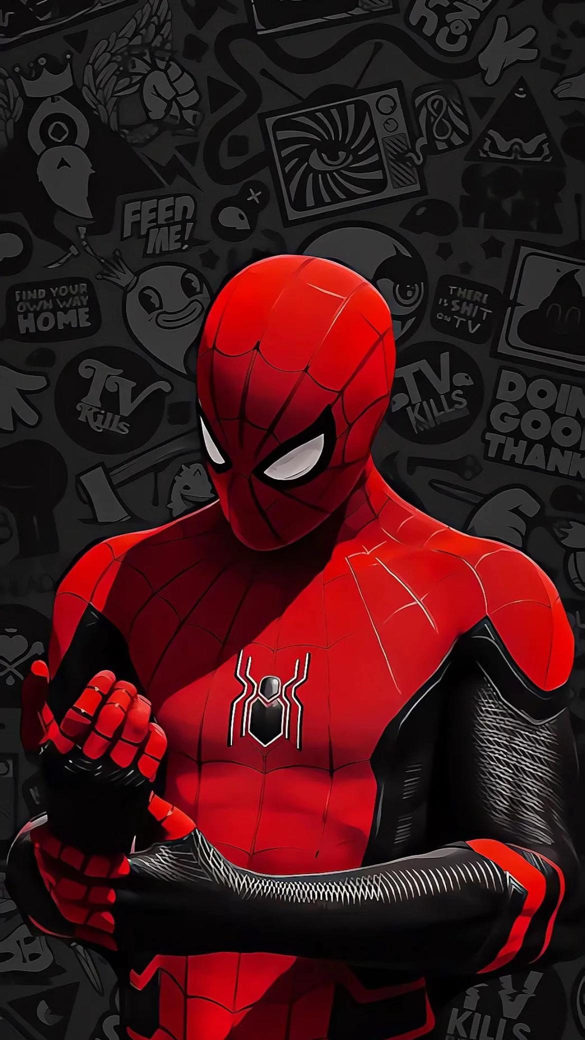 #spiderman #araña #marvel #heroe #hero #rojo #red #traje #suit #epico #epic #oscuro #dark