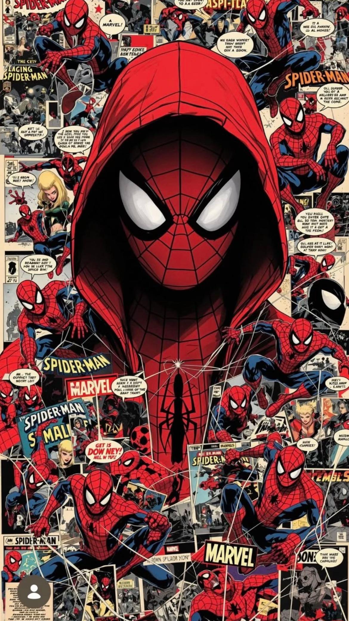 #spiderman #hombrearana #marvel #comic #heroe #hero #capucha #hood #rojo #red #epico #collage