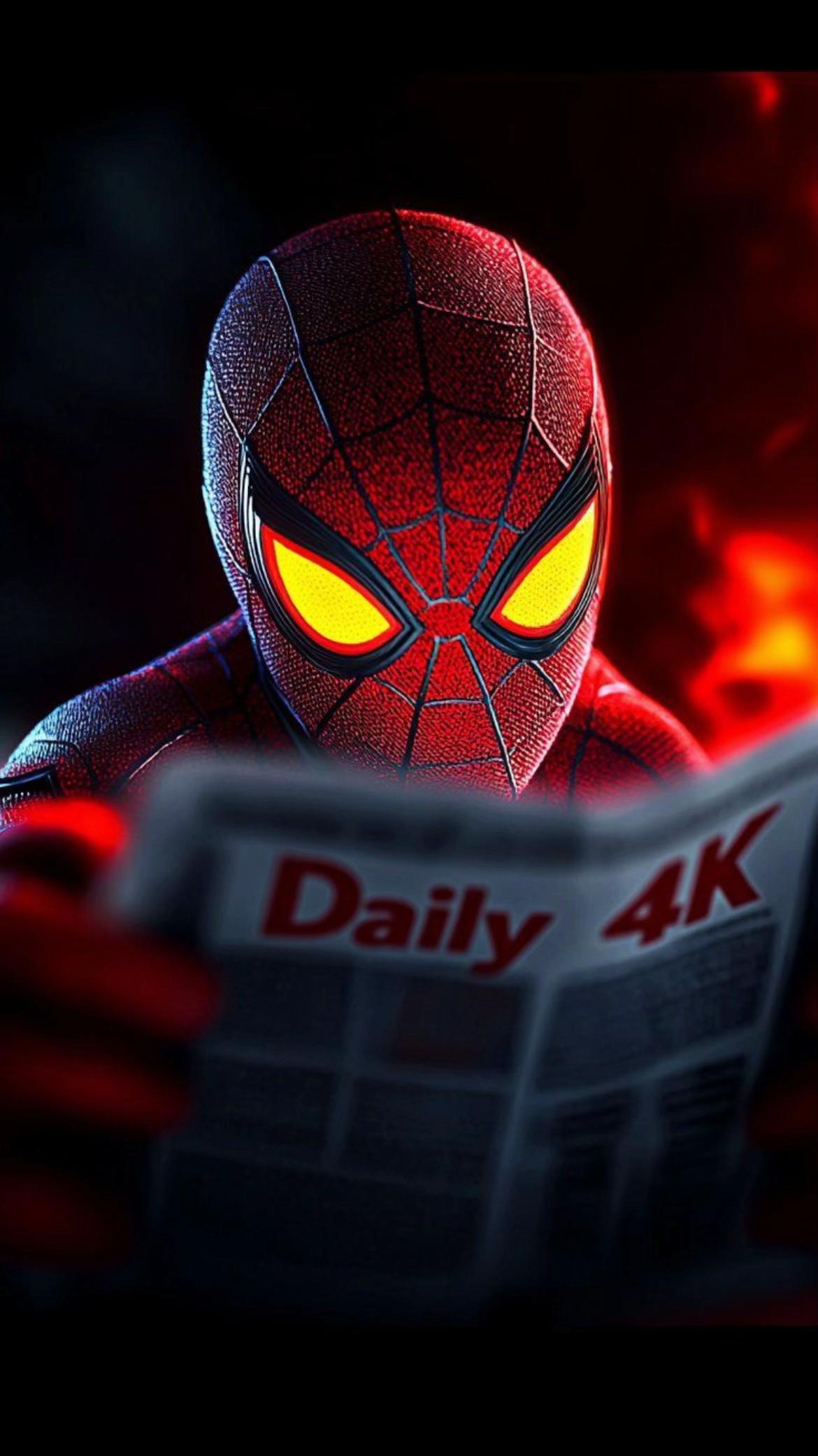 #spiderman #hombrearana #marvel #diario #newspaper #ojos #eyes #rojo #red #fuego #fire #epico